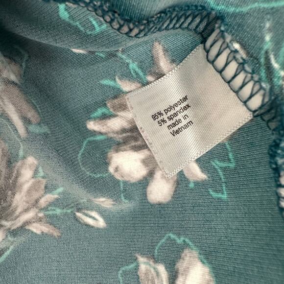 Lane Bryant Size 18 / 20 Long Sleeve‎ V Neck Top Blouse Blue White Floral Print - Picture 5 of 5